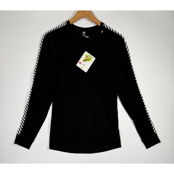Helly Hansen HH Lifa Base Layer Top Womens Small Black Stripe Crew Long Sleeve - Picture 1 of 12